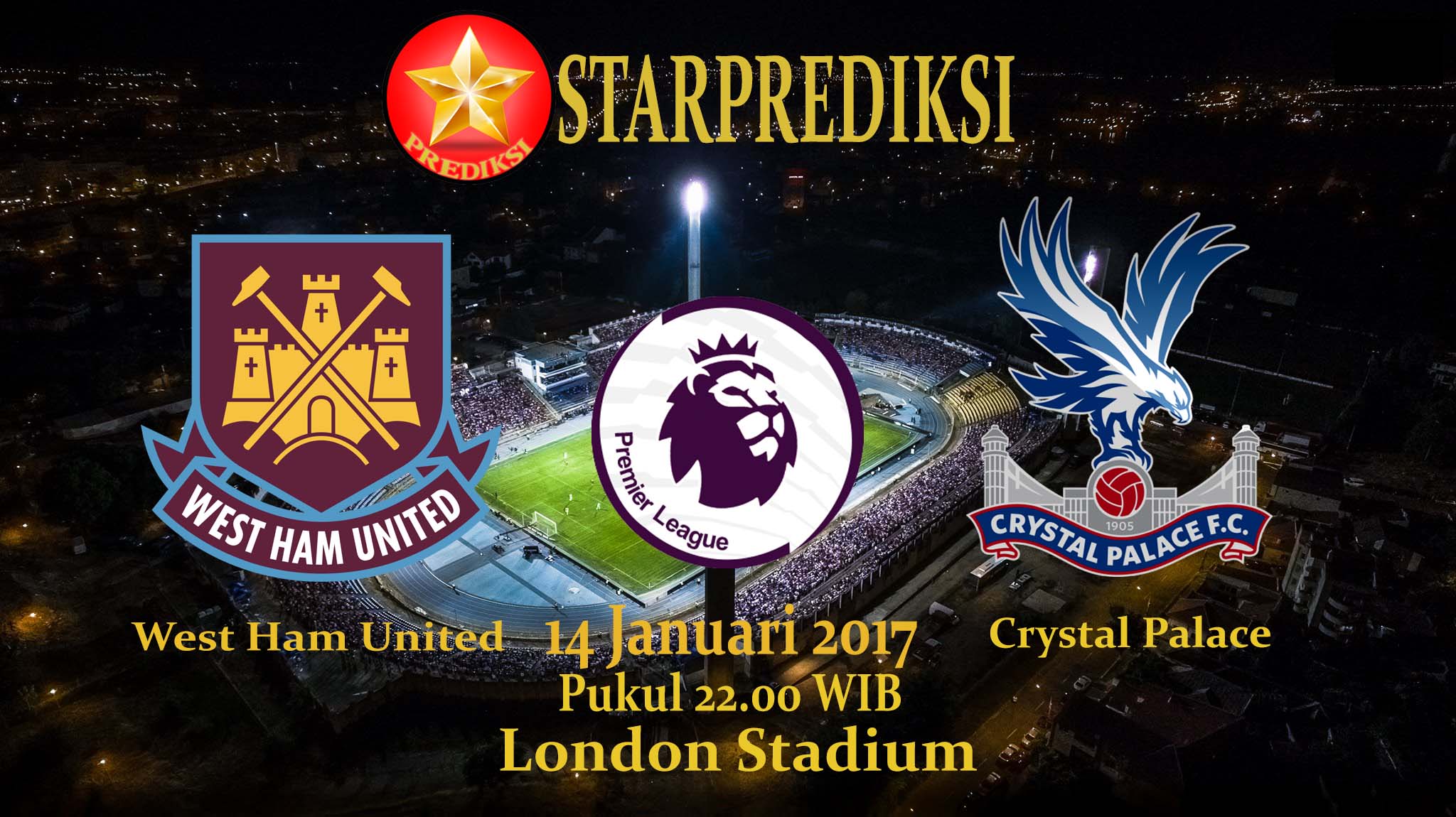 prediksi west ham united vs crystal palace 14 januari 2017